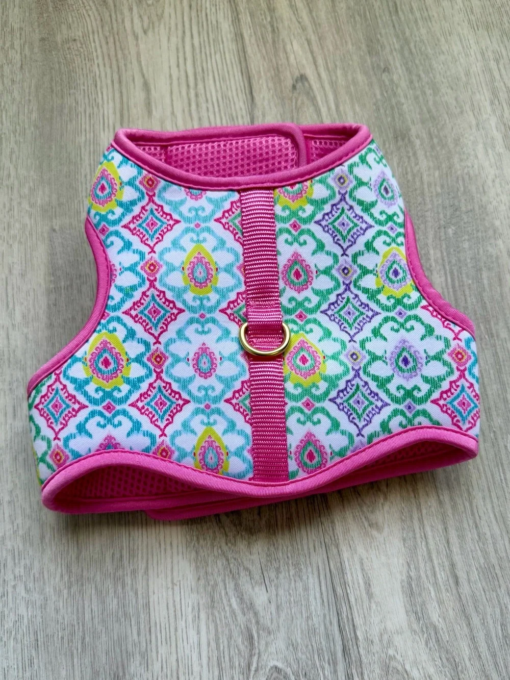 Small Dog - Bright Pink Patterned No-Pull Pet Harness with D-Ring - size XS